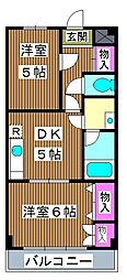 小豆沢ハイツ 2Kの間取図画像