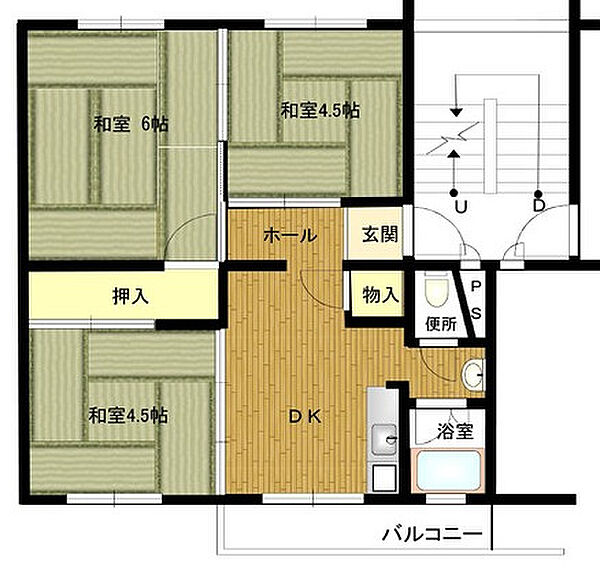 兵庫県神戸市垂水区青山台4丁目(賃貸マンション3DK・3階・45.84㎡)の写真 その2