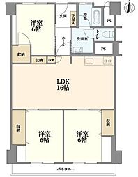 北摂マンション 3LDKの間取図画像