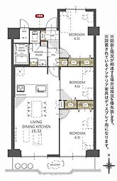 阪急東茨木白川高層住宅8号棟 3LDKの間取図画像