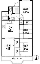 阪急東茨木白川高層住宅5号棟 3LDKの間取図画像