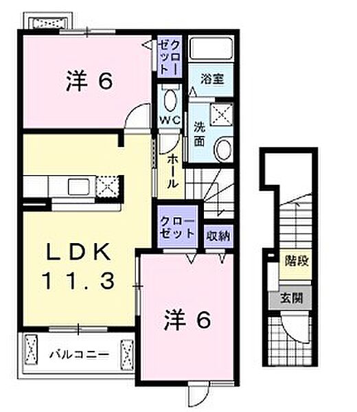 兵庫県姫路市飾西(賃貸アパート1LDK・2階・56.26㎡)の写真 その2