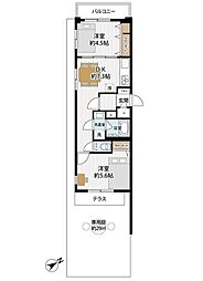 等々力コーポラス 2DKの間取図画像