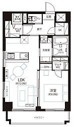 キョウエイハイツ田町 1LDKの間取図画像