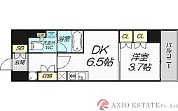 ザ・パークハビオ塚本 3階1DKの間取り
