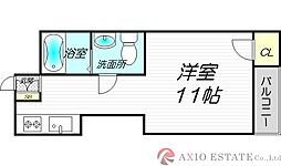 エバーグリーン新大阪 4階ワンルームの間取り