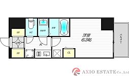 エステムコート新大阪オルティ 2階1Kの間取り