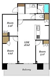 ライオンズタワー新大工町 3LDKの間取図画像