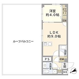 バルミー赤坂 1LDKの間取図画像