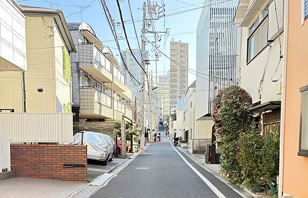 前面道路は比較的落ち着いていて安心ですが、目黒通りまですぐ出られるので交通の便も良好です。