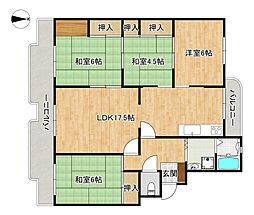 大町団地13棟 4LDKの間取図画像