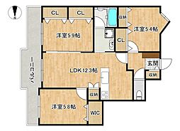 アムール飯倉南 3LDKの間取図画像