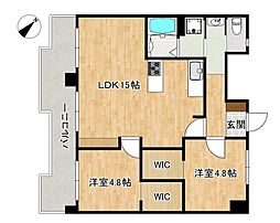 ネオハイツ薬院 2LDKの間取図画像