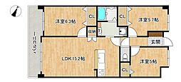 アーサー大橋エクシオ2 3LDKの間取図画像