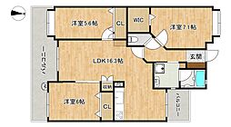 アーサー寺塚・大池公園 3LDKの間取図画像