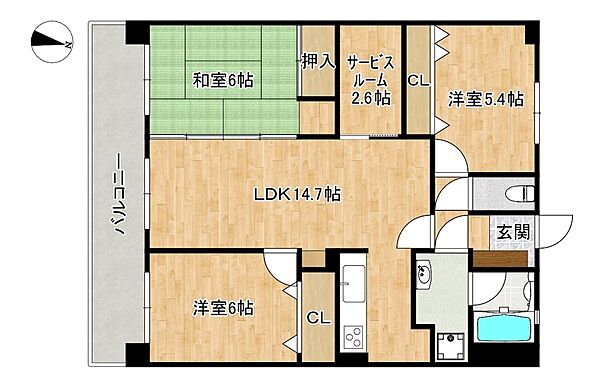 広々と使える間取りタイプです