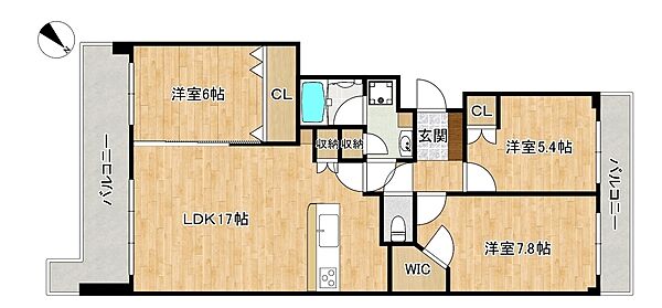 各居室の収納が充実しており生活動線にも配慮されたゆとりある間取り図面です