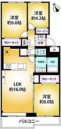 アルス等々力 3LDKの間取図画像