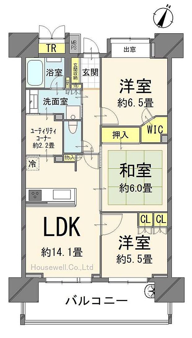 ライオンズ守谷駅前プレミアム(3SLDK) 11階の間取り