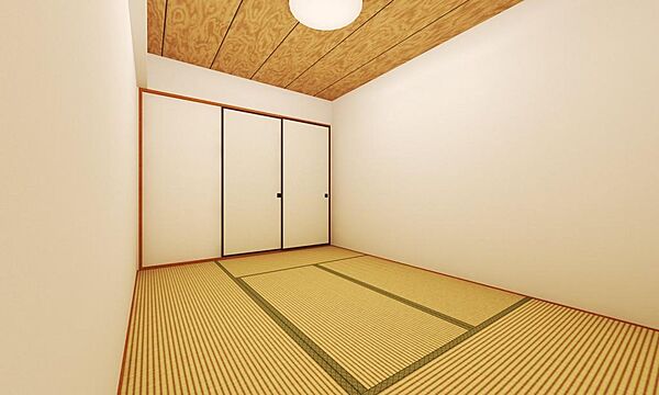 和室6畳部分、家具等を消したイメージパース写真です