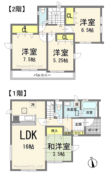 4LDKの広々とした間取り各部屋に収納あり。