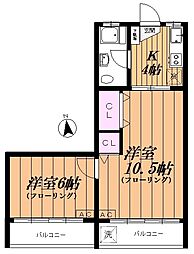 都ビルヂング 3階2Kの間取り