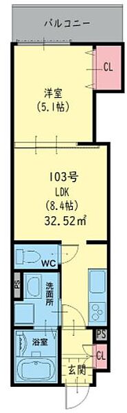 クリエオーレ友井 ｜大阪府東大阪市友井4丁目(賃貸アパート1LDK・2階・32.52㎡)の写真 その2