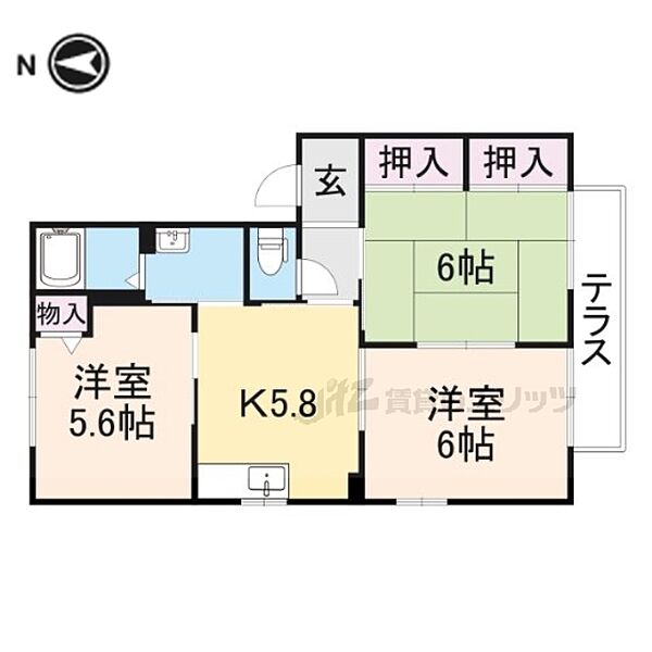 エルドラード五位堂 A102｜奈良県香芝市五位堂２丁目(賃貸アパート3K・1階・52.54㎡)の写真 その2