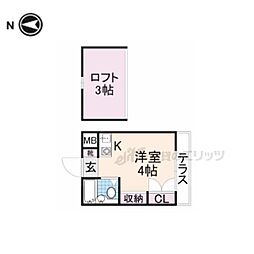 シングルモア 2階ワンルームの間取り