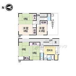 JR桜井線 京終駅 徒歩23分の賃貸一戸建て 1階5DKの間取り