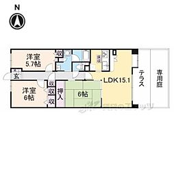 生駒東松ケ丘アーバンコンフォート 1階3LDKの間取り