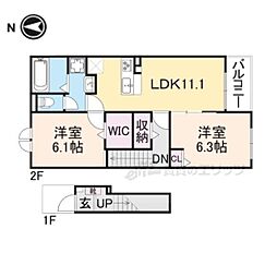 グランメゾンＴ 2階2LDKの間取り