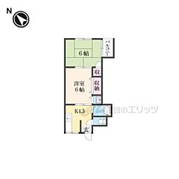 オルボス壱分 2階2Kの間取り