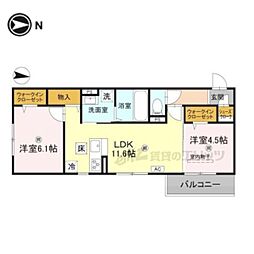 萩II 1階2LDKの間取り