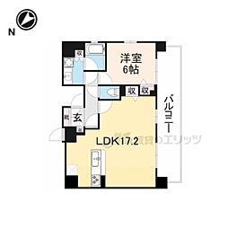 近鉄けいはんな線 生駒駅 徒歩2分の賃貸マンション 9階1LDKの間取り