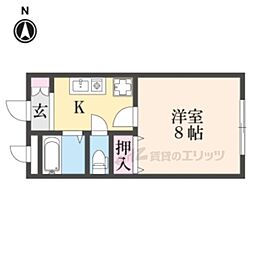 JR関西本線 奈良駅 徒歩16分の賃貸マンション 2階1Kの間取り