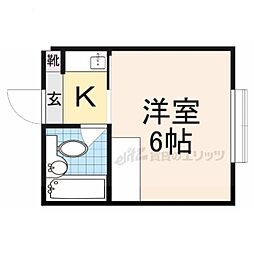 サンコーポ生駒 1階1Kの間取り