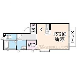 アクア西松ヶ丘ＡＢ 2階ワンルームの間取り