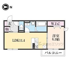 JR桜井線 京終駅 徒歩6分の賃貸アパート 3階1LDKの間取り