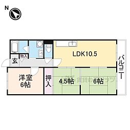 フローラル生駒 1階3LDKの間取り