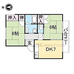 ヴィラージュ堀川 2階2DKの間取り