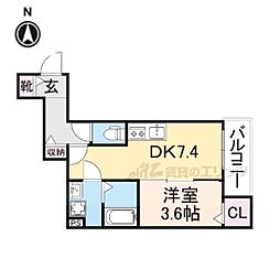 ジーメゾン大和郡山ルプレ 3階1DKの間取り