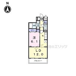 アルティザン九条 1LDKの間取図画像