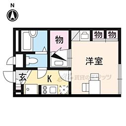 JR桜井線 天理駅 徒歩24分の賃貸アパート 1階1Kの間取り