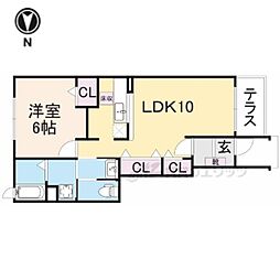 近鉄奈良線 東生駒駅 バス8分 稲倉下車 徒歩3分の賃貸アパート 1階1LDKの間取り
