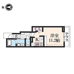 近鉄橿原線 近鉄郡山駅 徒歩6分の賃貸アパート 1階ワンルームの間取り