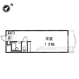 近鉄奈良線 生駒駅 徒歩7分の賃貸マンション 2階ワンルームの間取り
