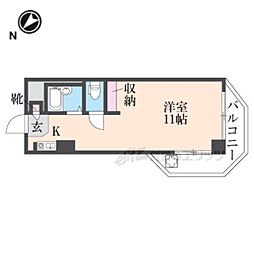 シャンテムーラン 3階ワンルームの間取り