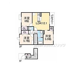 シェルマンIII 2階3LDKの間取り