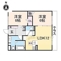 フローラルメゾン 2LDKの間取図画像